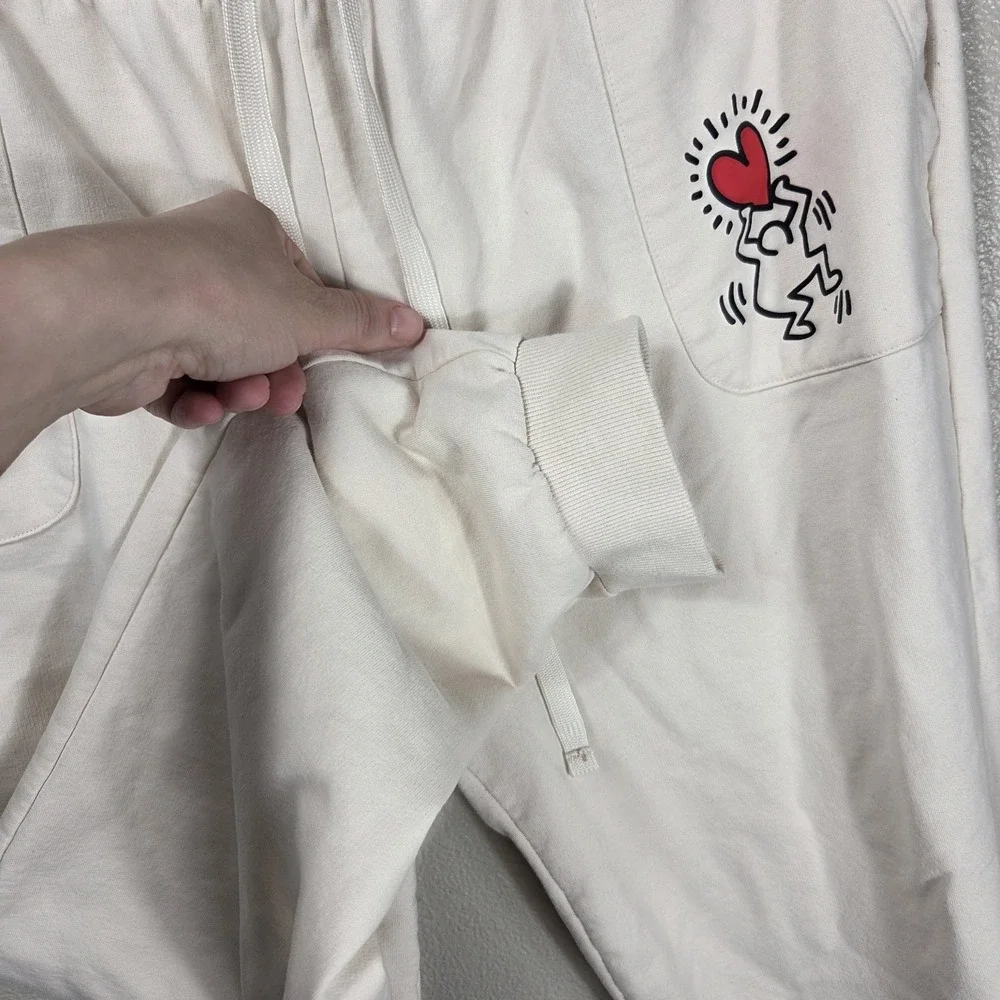 Keith Haring‎ Jogger Sweatpants Cream Graphic Pocket Size Large